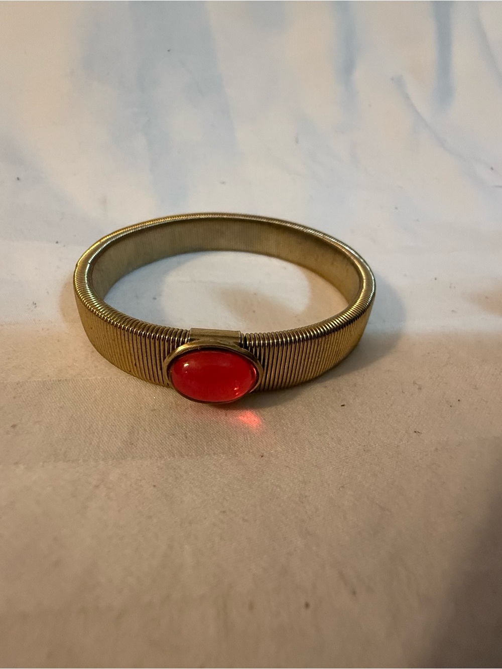 Gold-Tone Bracelet with pink Cabochon Accent